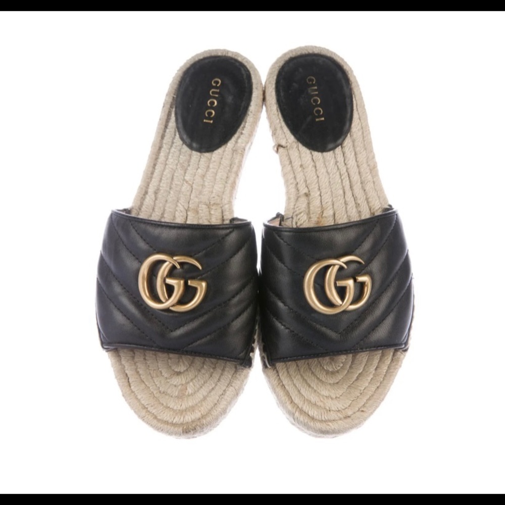COPY - Quilted Pattern Leather Espadrilles